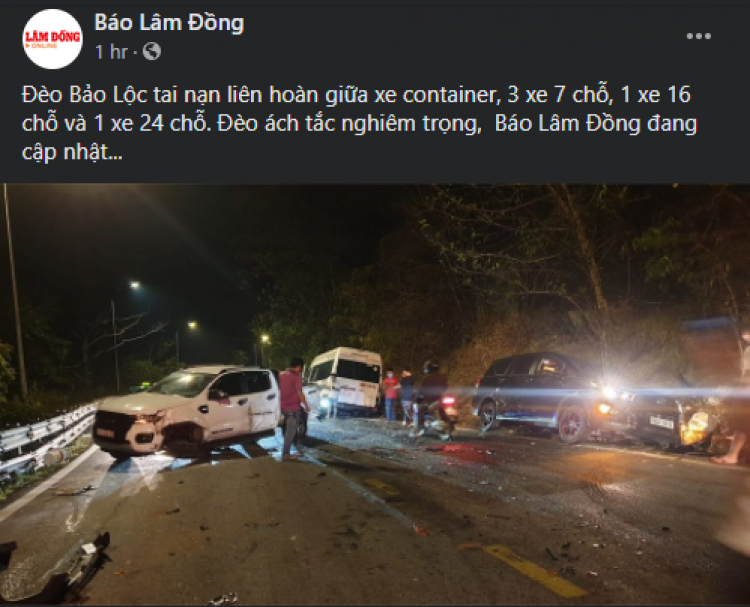 Tai nạn đèo Bảo Lộc. Chia buồn gia đình nạn nhân. Anh em rút kinh nghiệm. Tai nạn đèo Bảo Lộc. Chia buồn gia đình nạn nhân. Anh em rút kinh nghiệm.