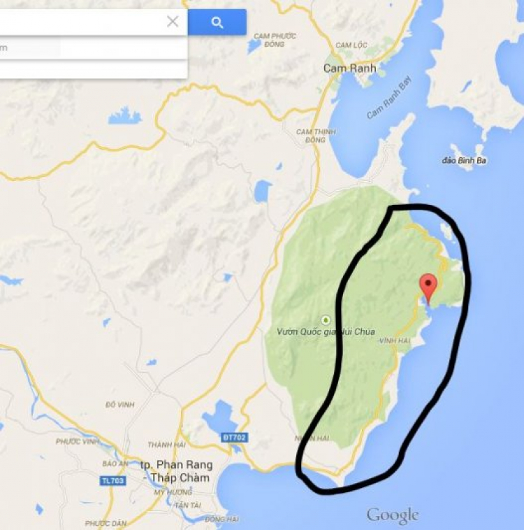 Cập nhật đường ven biển từ Cà Ná đến Phan Rang Cập nhật đường ven biển từ Cà Ná đến Phan Rang