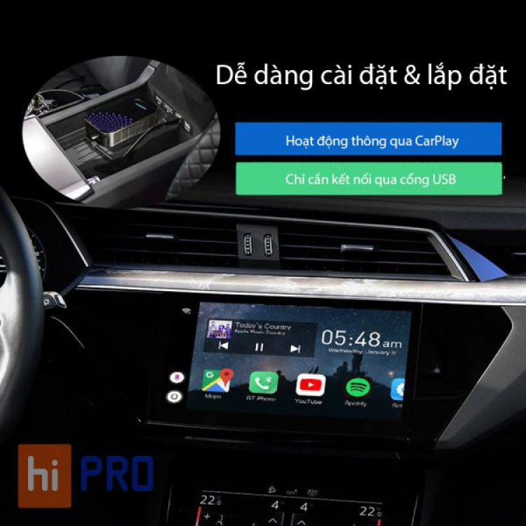 HiPro Smart AI Carplay - chuyển đổi màn hình Android không cần độ