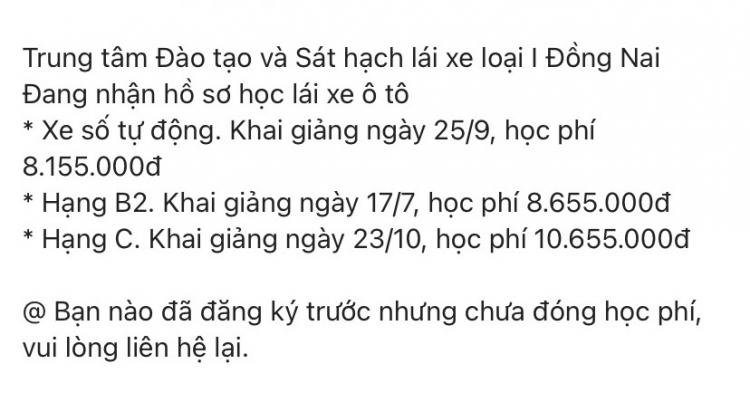 Học bằng lái B2 trung tâm nào?