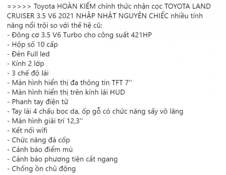 Đại lý Toyota tại Việt Nam đã nhận đặt cọc Land Cruiser 2022: giao xe ngay cuối năm nay, số lượng hạn chế