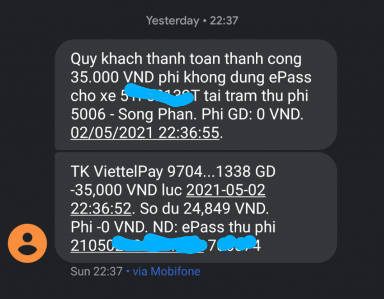 EPass thông báo thu phí qua tin nhắn, có bác nào bị như em?