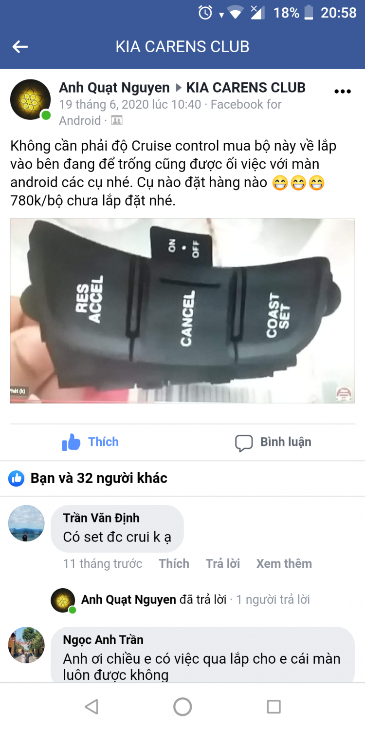 Kia Carens có độ được ga tự động Cruise Control được không? Kia Carens có độ được ga tự động Cruise Control được không?