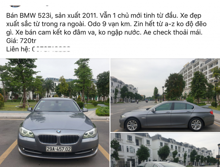 Xe sang BMW 523i có giá ngang Hyundai Elantra sau 10 năm sử dụng