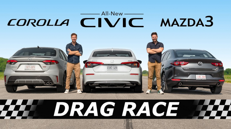 [Video] Honda Civic 2022 đua drag với Mazda3 và Toyota Corolla: sedan hạng C nào nhanh hơn?