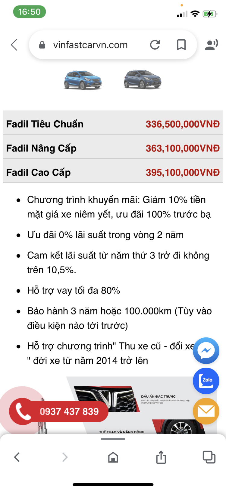 Fadil giá sụt hầm 320tr lăn bánh Fadil giá sụt hầm 320tr lăn bánh