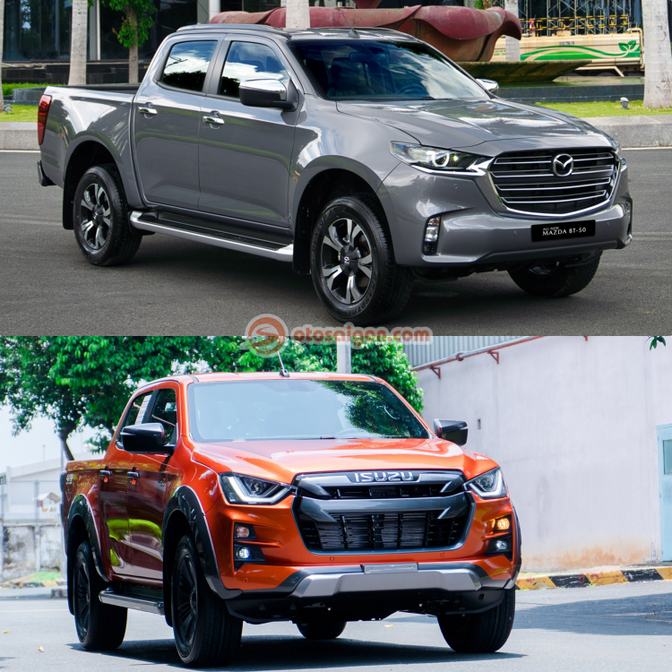 So sánh Mazda BT-50 4x4 Premium và Isuzu D-Max TYPE Z 1.9 4x4: Chung nền tảng, chọn xe nào?