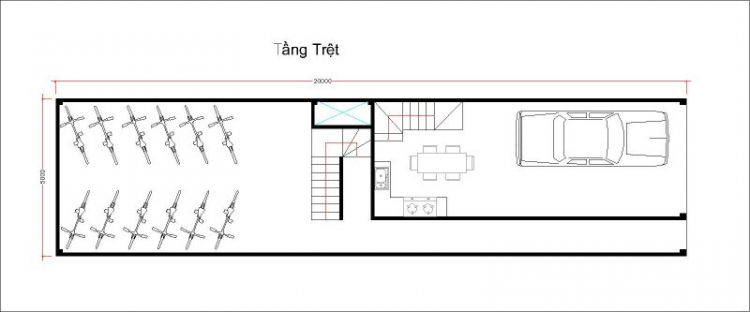 Tư vấn xây nhà dt 5x20m