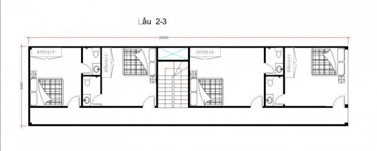 Tư vấn xây nhà dt 5x20m