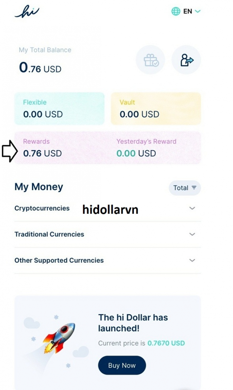 TIỀN ẢO GIÁ TRỊ THỰC - HI DOLLAR 0,8 USD ("đang đào free")