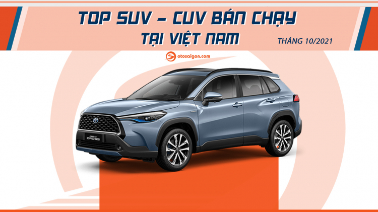 [Infographic] Top CUV/SUV bán chạy tại Việt Nam tháng 10/2021: Toyota Corolla Cross lập kỷ lục doanh số