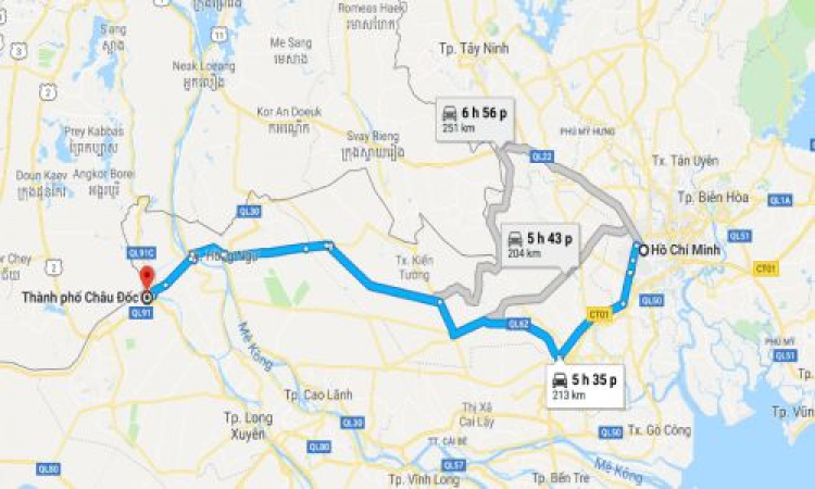 Bản đồ đường đi Châu Đốc