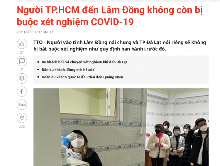 Đi Đà Lạt cuối tháng 11 có cần test nhanh?