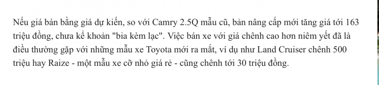 Toyota Camry 2022 tại Việt Nam sẽ có động cơ và hộp số 8 cấp mới