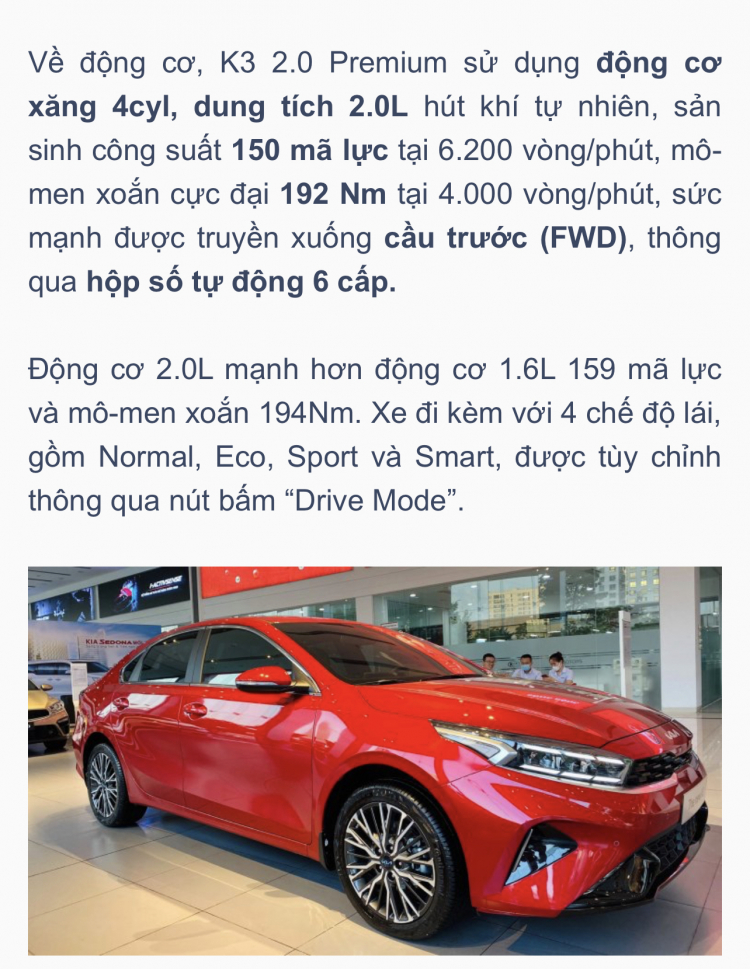 Kia K3 2022 có thêm phiên bản máy 2.0 tại Việt Nam, giá tăng nhẹ
