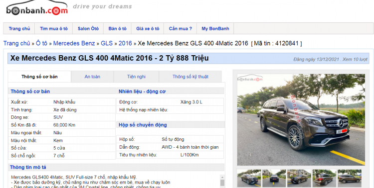 Gần 5 năm tuổi, Mercedes-Benz GLS400 chào bán với giá chỉ hơn giá lăn bánh GLC300