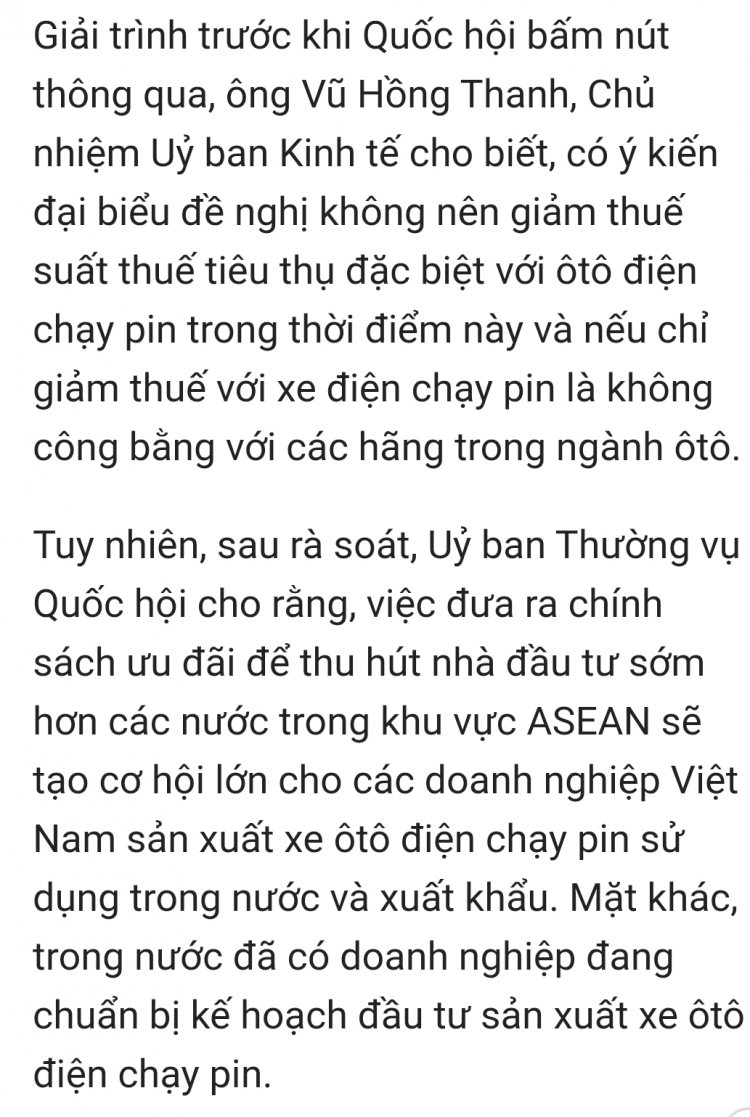 Giảm thuế Tiêu Thụ Đặc Biệt với Ô Tô Điện