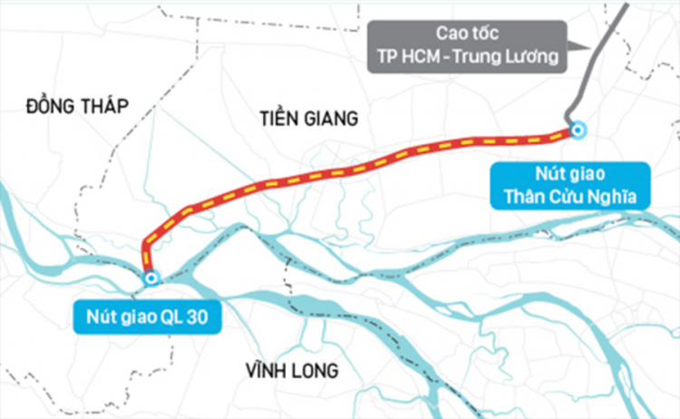 Sơ đồ đường cao tốc Trung Lương - Mỹ Thuận 