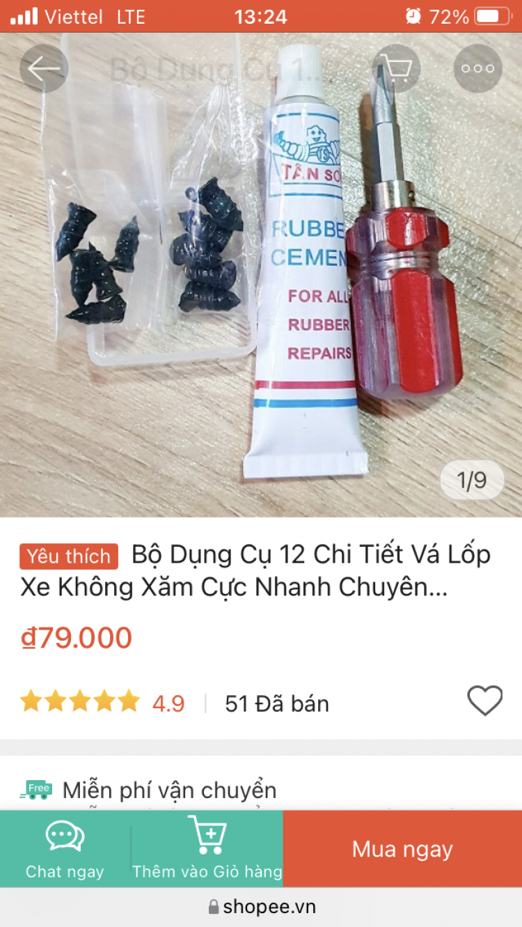 Vá thủng lốp đơn giản và nhanh bằng đinh cao su Vá thủng lốp đơn giản và nhanh bằng đinh cao su