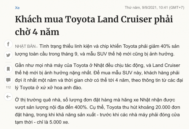 Khách đặt mua Toyota Land Cruiser LC300 2022 phải chờ tới 4 năm