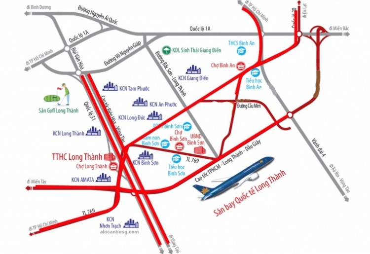Các dự án gần sân bay Long Thành Các dự án gần sân bay Long Thành