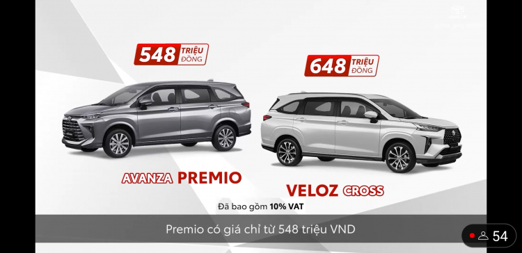 Giá bán Toyota Veloz Cross 2022 từ 648 triệu đồng, Avanza Premio 2022 có giá 548 triệu đồng
