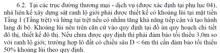 Hỏi về quy định khoảng lùi khi xây dựng