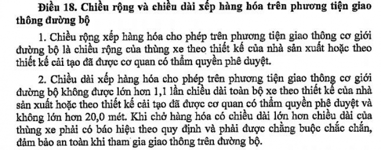 Thắc mắc vấn đề chở hàng trên xe Pickup ..