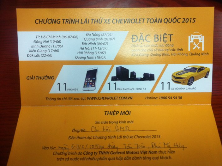 Tiếp tục chương trình lái thử xe do GMVN tổ chức - 06&07/06/2015