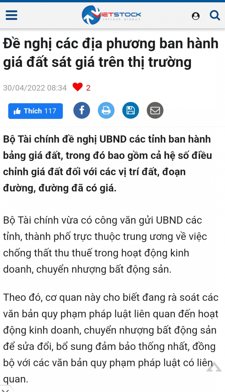 Ban hành Giá đất sát Giá trên thị trường