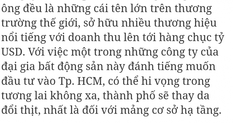 Lý Gia Thành đầu tư vào TP. HCM: BDS sẽ hưởng lợi? Lý Gia Thành đầu tư vào TP. HCM: BDS sẽ hưởng lợi?