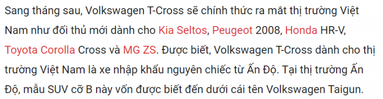 Volkswagen T-Cross 2022 có giá cao nhất 1,299 tỷ đồng tại Việt Nam