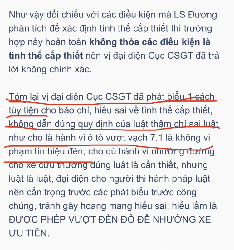 CSGT khẳng định ôtô nhường đường cho xe cứu thương dù vượt qua vạch kẻ đường trong pha đèn đỏ cũng không bị xử phạt?