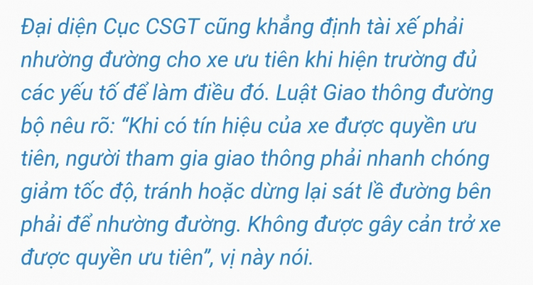 CSGT khẳng định ôtô nhường đường cho xe cứu thương dù vượt qua vạch kẻ đường trong pha đèn đỏ cũng không bị xử phạt?