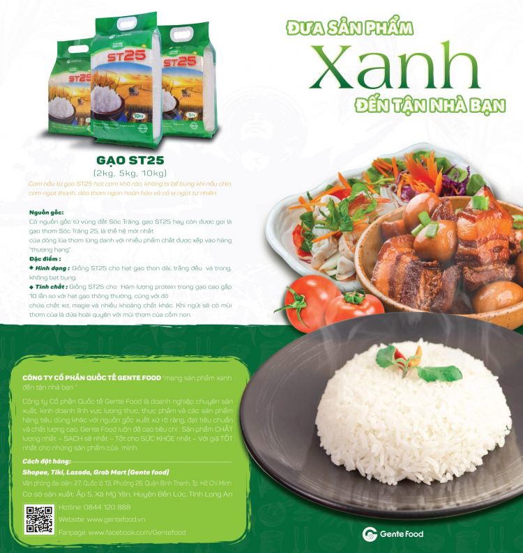 Gạo ST25 Thượng Gente Food Hạng 100% chuẩn ST25 freeship túi 2kg 80,000đ