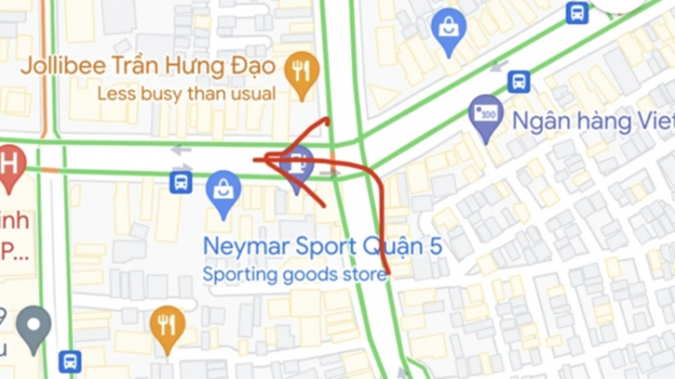 Từ cầu Nguyễn Văn Cừ quẹo trái vào Trần Hưng Đạo có cấm ô tô rẽ trái?