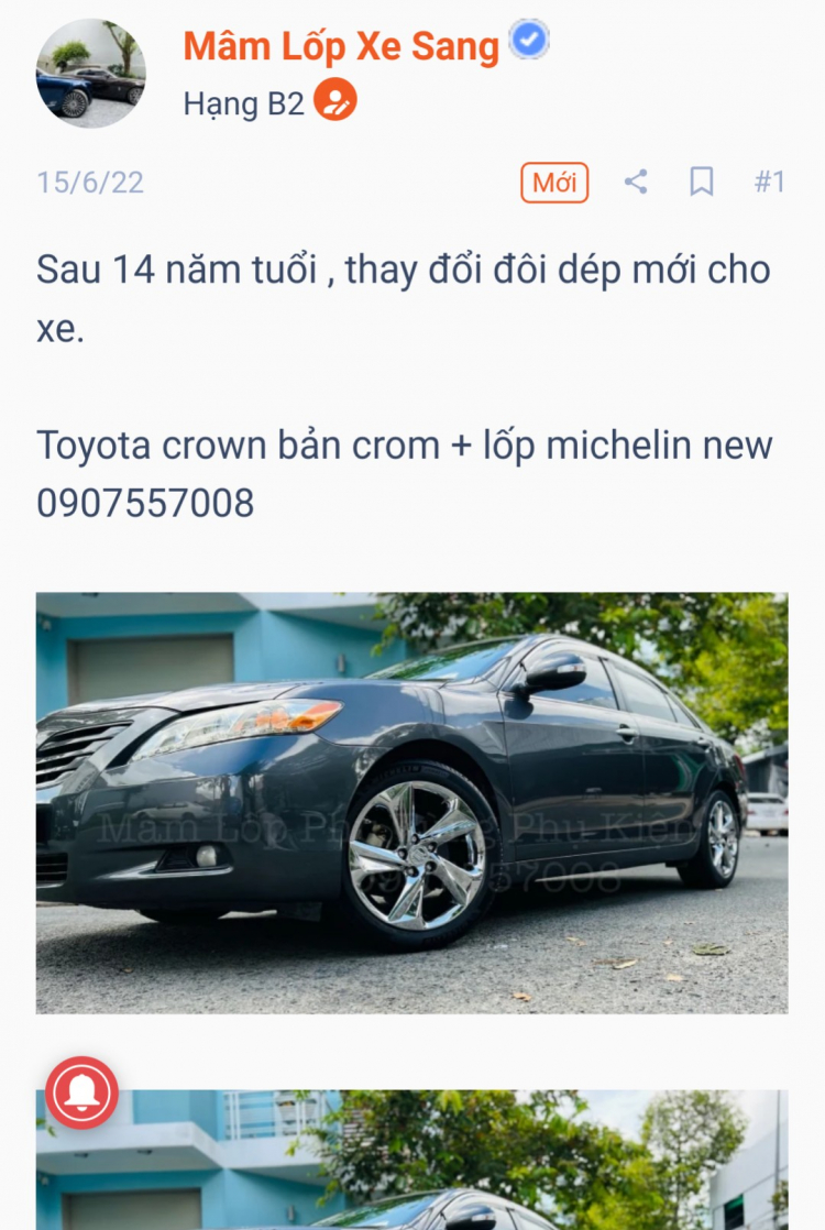 Nâng cấp mâm Camry 14 năm tuổi