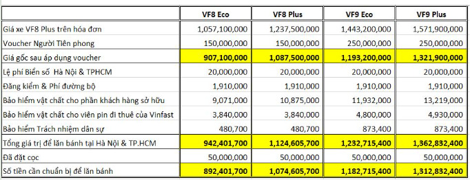 Lại vinfast VF8, VF9
