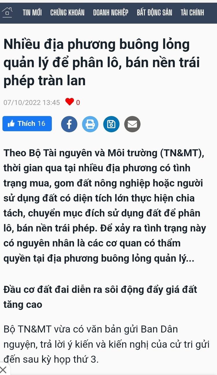 " Đề nghị cấm 'chia lô bán nền' khi sửa luật Đất đai "