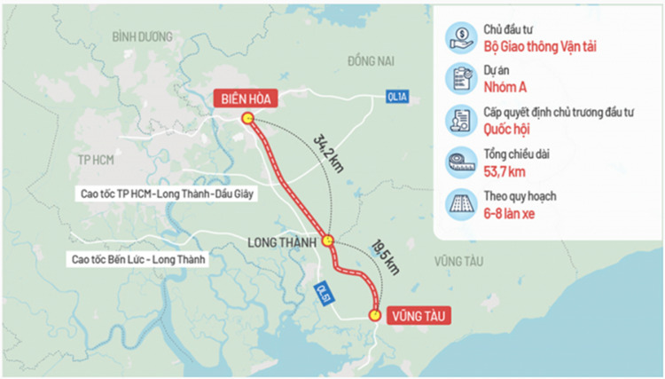 Đề xuất làm đường kết nối cao tốc Biên Hòa - Vũng Tàu là đường cao tốc dài 13km