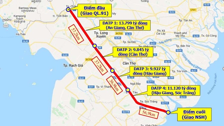 Cao tốc dài nhất miền Tây Châu Đốc - Cần Thơ - Sóc Trăng được đề xuất xây 3 trạm dừng nghỉ