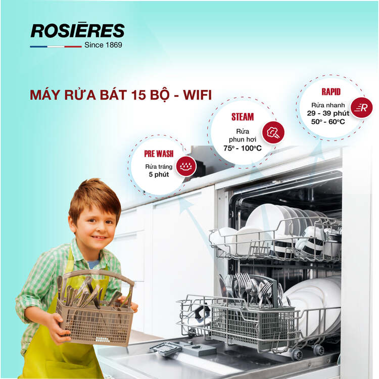 Có nên mua máy rửa bát độc lập 13 bộ Rosieres RF3E7DX-04?