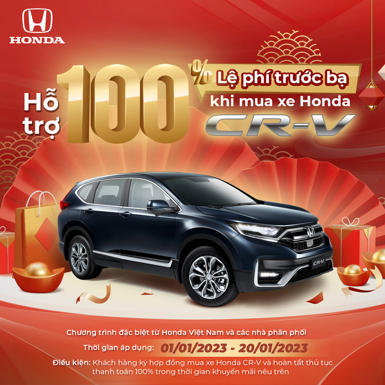 Nhận ngay ưu đãi 100% lệ phí trước bạ khi mua Honda CR-V