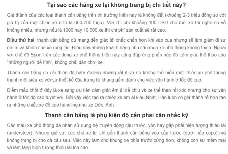 Thanh cân bằng có giúp đỡ lắc say xe?