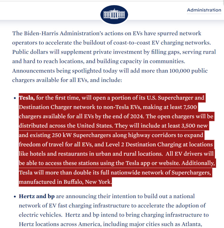 Nhà Trắng hậu thuẫn, Tesla mở rộng mạng lưới sạc nhanh cho mọi xe điện
