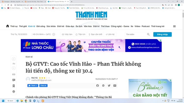 Cao tốc Vĩnh Hảo - Phan Thiết được bộ GTVT gia hạn tiến độ hoàn thành dự án đến 30/6/2023