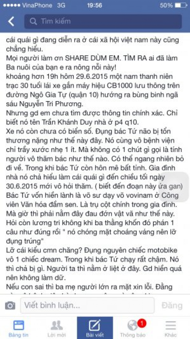 Pkl đụng 2b chấn thương sọ não- đền 3tr