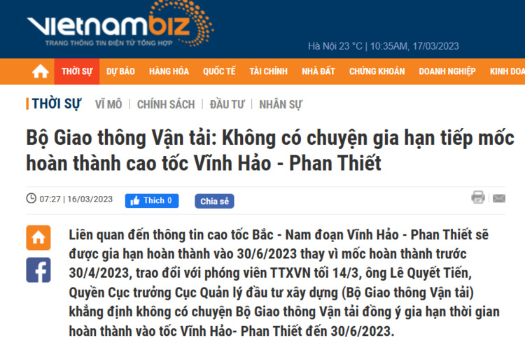 Cao tốc Dầu Giây - Phan Thiết và Phan Thiết - Vĩnh Hảo phải đảm bảo hoàn thành đúng dịp 30/4