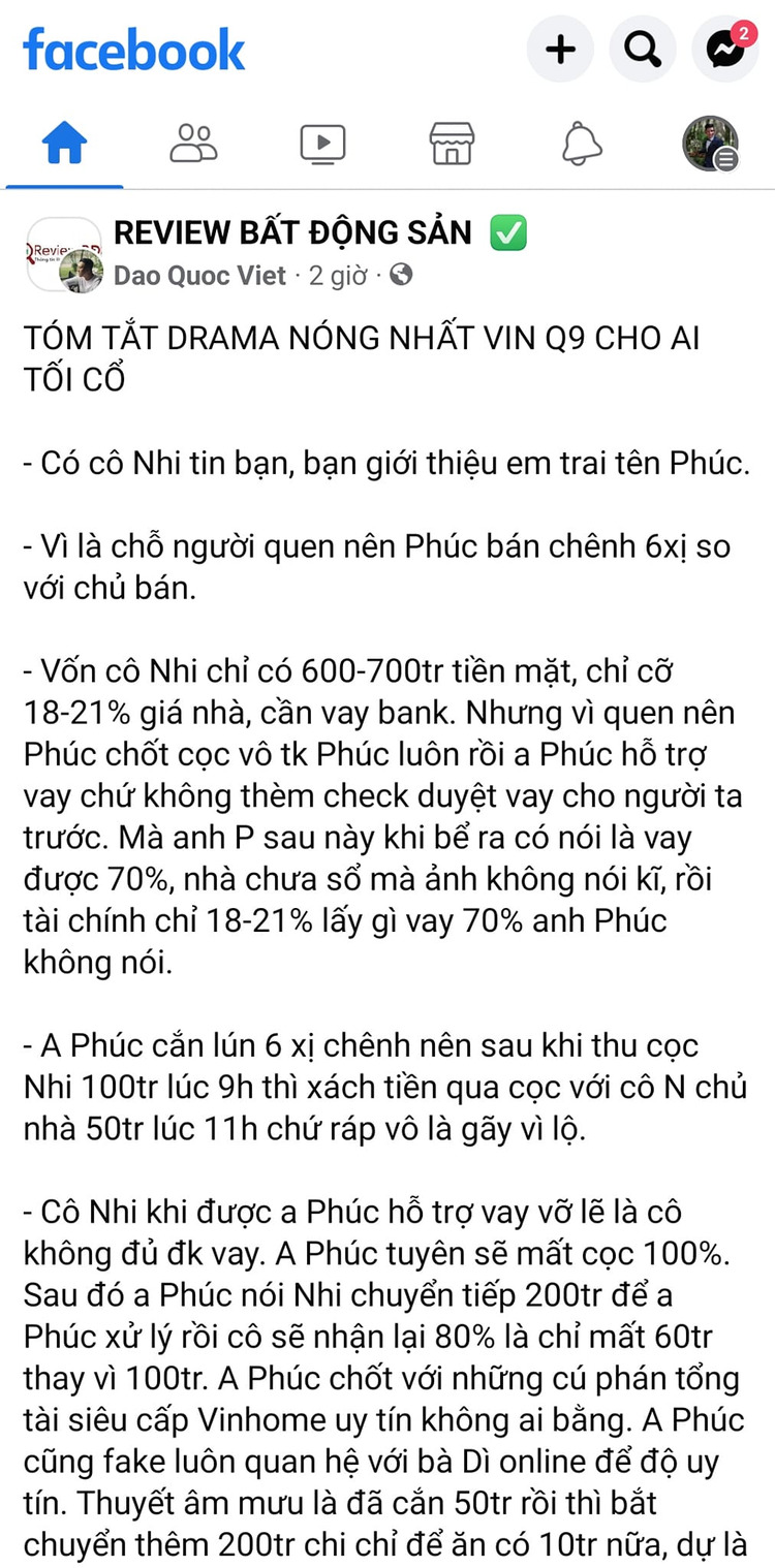 Drama bán chênh 600tr cho khách hàng của sale tên P bán Vinhome