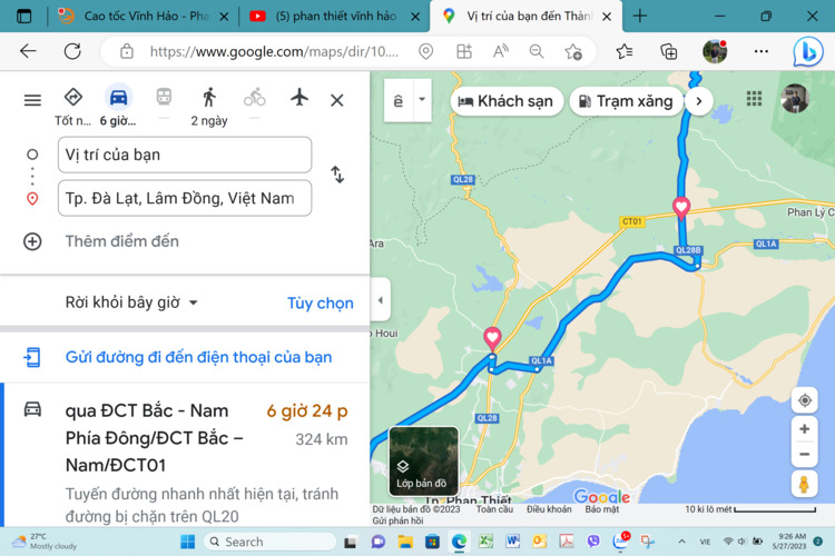 Cao tốc Vĩnh Hảo - Phan Thiết đã lên Google Map